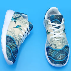 Floral Bird Print Soft Sole Sneakers Breathable Lace Up Shoes