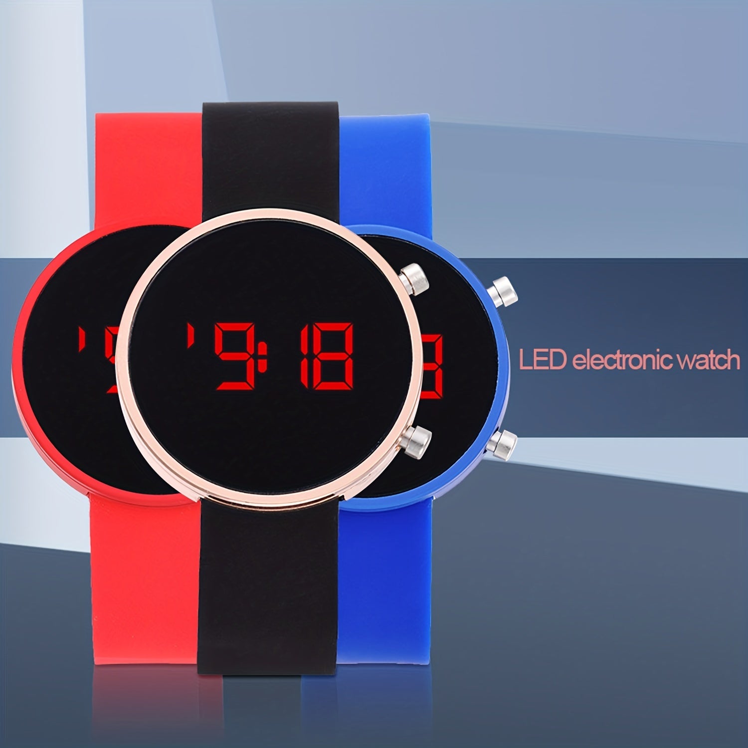 Electronic Watch Silicone Strap LED Display Alloy Case for Time Date