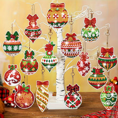 20pcs DIY Diamond Painting Keychain Kit Christmas Ball Mosaic Pendant Decoration