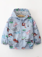 Boys Excavator Cartoon Zipper Hoodies Kids Jackets