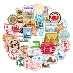 50 Travel Stickers for Suitcases, Phone Cases, Computers, Water Bottles