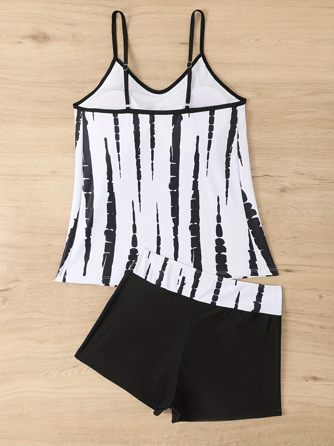 Tie Dye Tankini Set V Neck Cami Top & Shorts Swimsuit