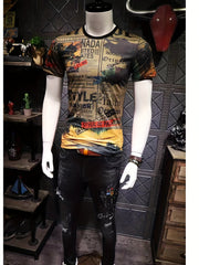 Men's Letter Print T Shirt for Summer Outdoor Wear