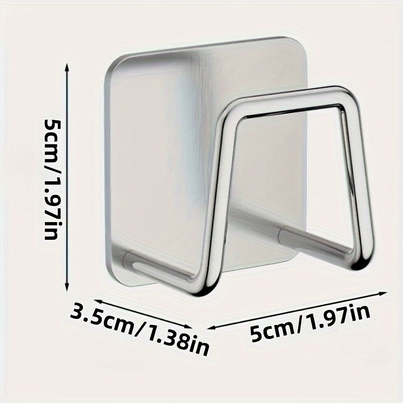 4pcs Stainless Steel Storage Hook Wall Mounted Rack Pot Lid Cutting