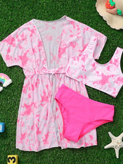 3pc Tie Dye Sleeveless Top & Shorts & Dress