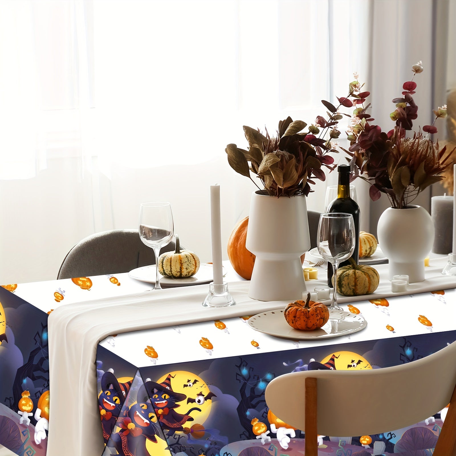 3pcs Disposable Plastic Tablecloth Halloween Party Supplies