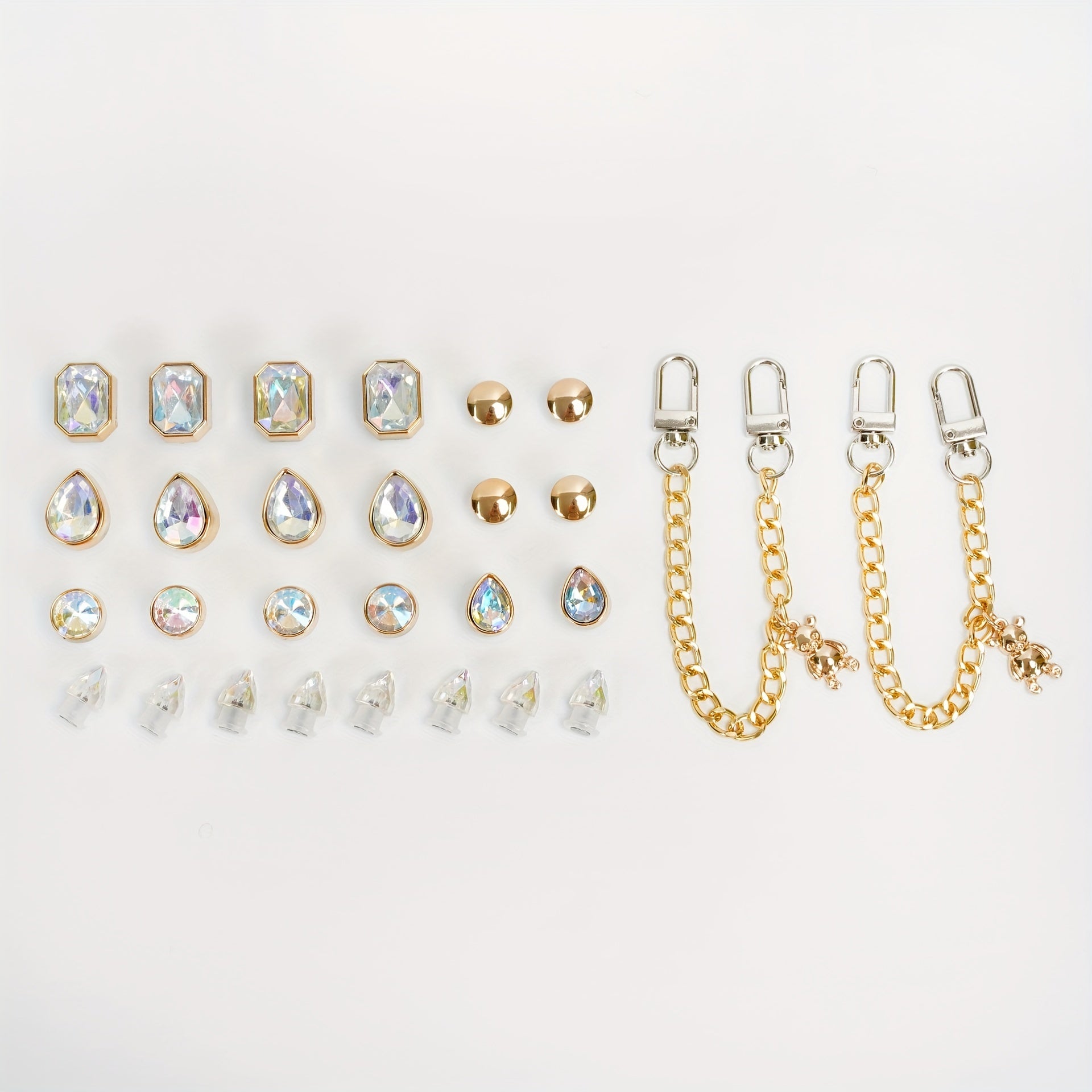 28 PCS Faux Crystal Bear Rhinestones Shoe Charms - Shoe Decoration Accessories