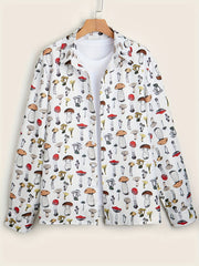 Mushroom Print Men's Button-Up Long Sleeve Shirt