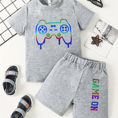Boys Game Console Print T shirt & Shorts Set for Summer