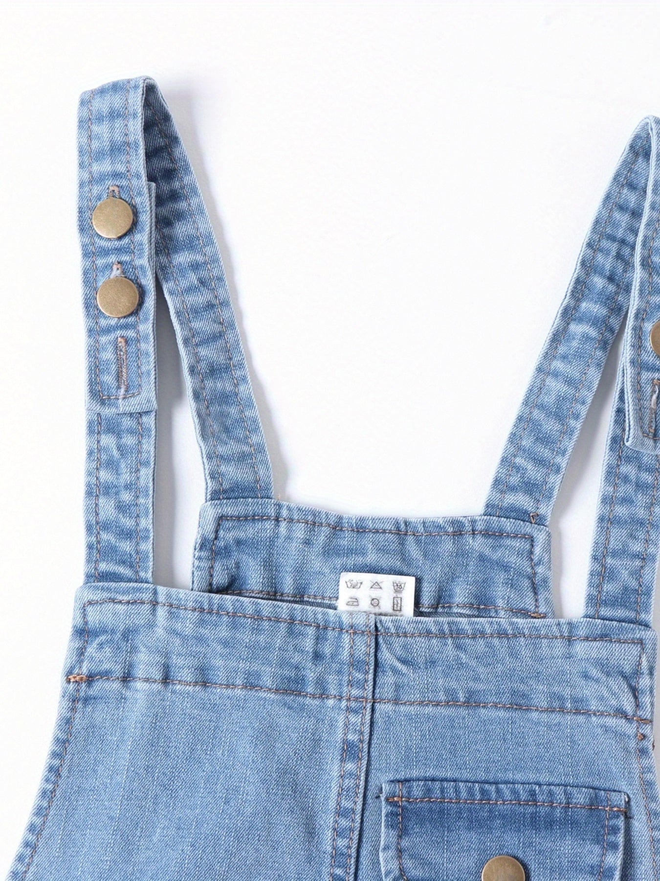 Women's Plus Button Flap Detail Denim Overalls