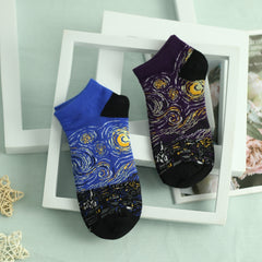 Men's Starry Night Pattern Crew Socks 2 Pairs