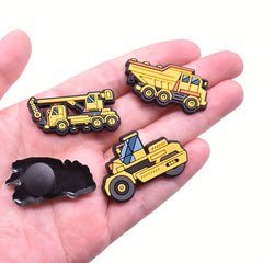 12pcs Engineering Vehicle Shoes Charms for Clogs Jigs Slides Sandals PVC Decor