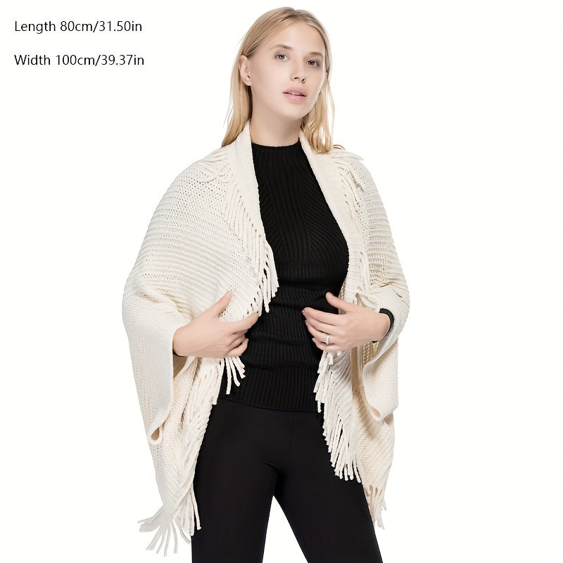 Warm Knitted Cardigan Fringe Shawl Wrap Windproof Cape