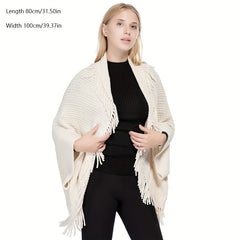 Warm Knitted Cardigan Fringe Shawl Wrap Windproof Cape