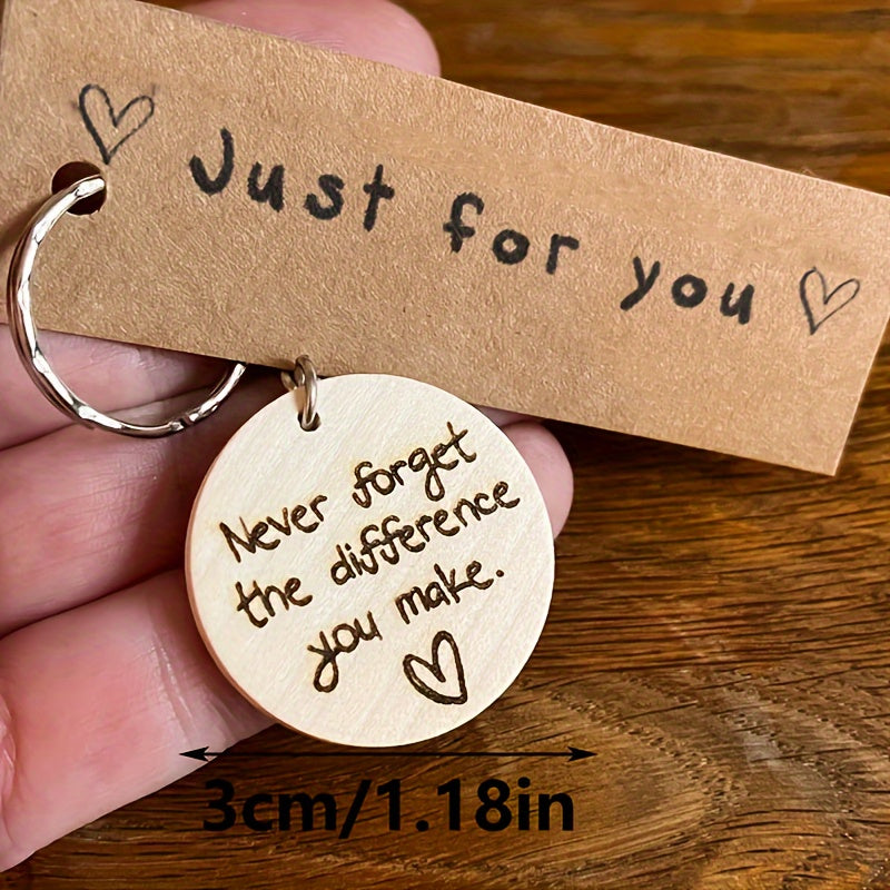 Wooden Keyring Never Forget The Difference You Make Engraved Bag Pendant