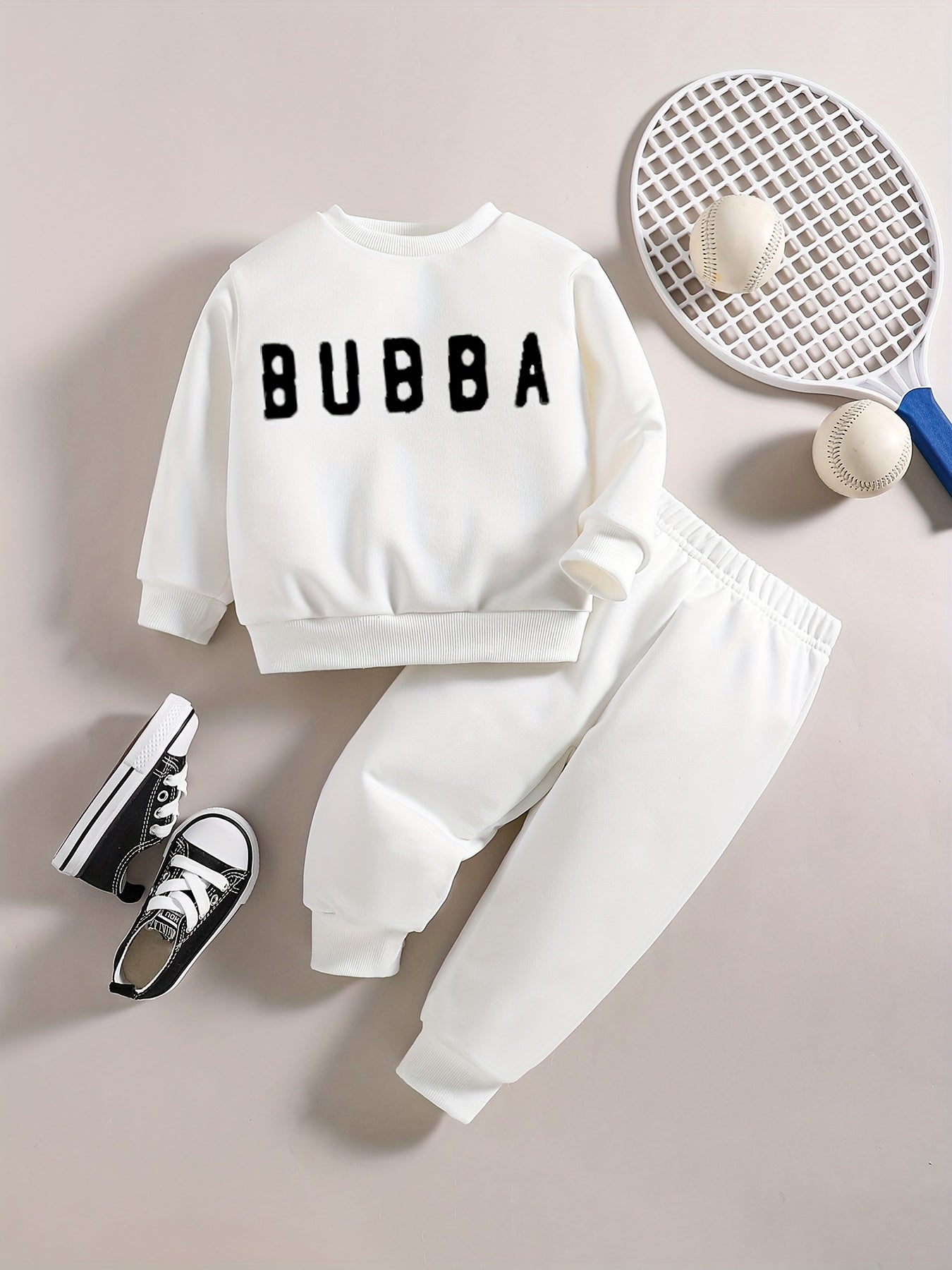 Baby Boy Letter Graphic Sweatshirt Pants Set Kids Clothes