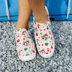 Women's Christmas Snowman Sneakers Anti Slip Lace Up Skate Shoes