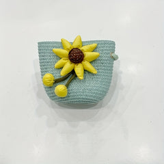 Girls Sunflower Straw Bag Crossbody Messenger Coin Purse