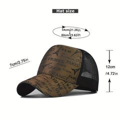 Men's Paris Embroidered Baseball Cap Mesh Hip Hop Trucker Sun Hat