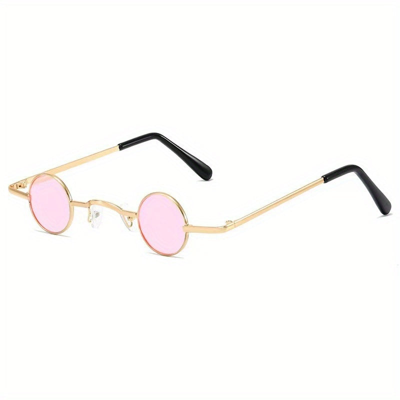 Y2K Round Tinted Sunglasses Steampunk Metal Glasses UV400