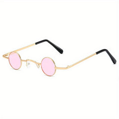 Y2K Round Tinted Sunglasses Steampunk Metal Glasses UV400