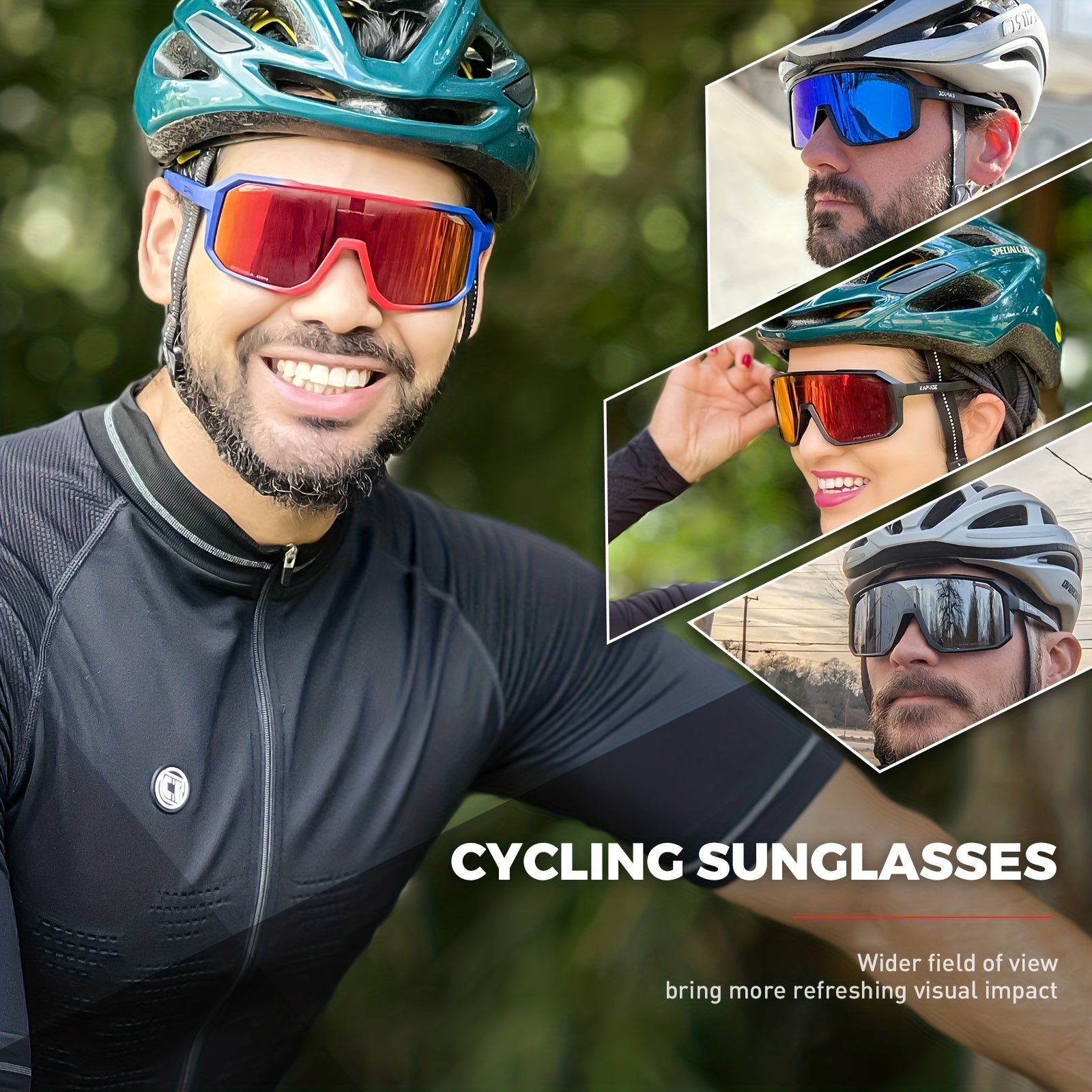 KAPVOE 3 Lens Cycling Glasses for Outdoor Sports