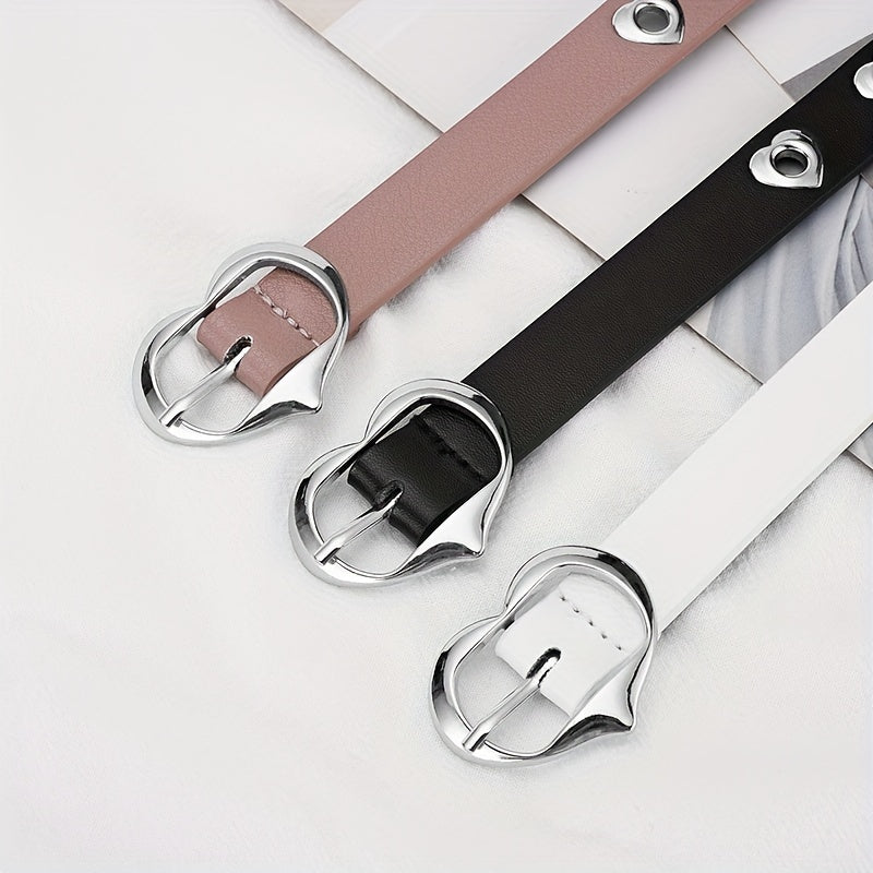 Kids Heart Eyelet Heart Buckle Belt for Girls
