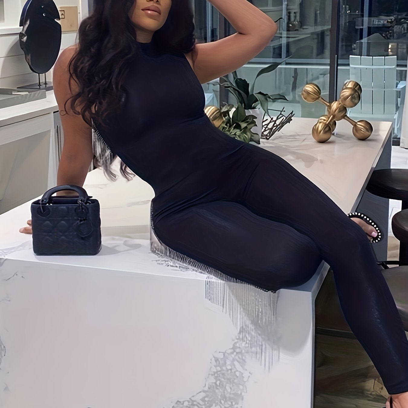 Women's Round Neck Sleeveless Yoga Jumpsuit