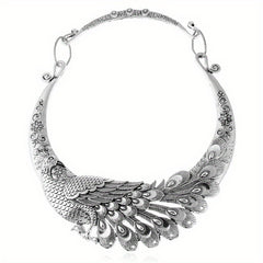 Vintage Peacock Chunky Collar Choker Necklace Exaggerated Jewelry