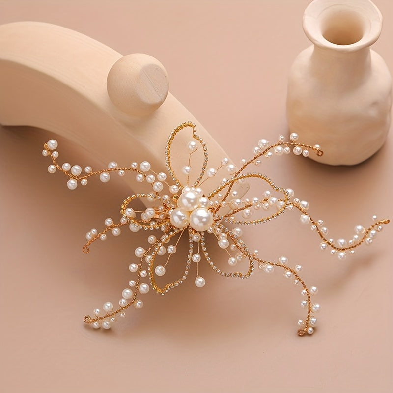 Faux Pearl Hair Clip Bridal Flower Headdress