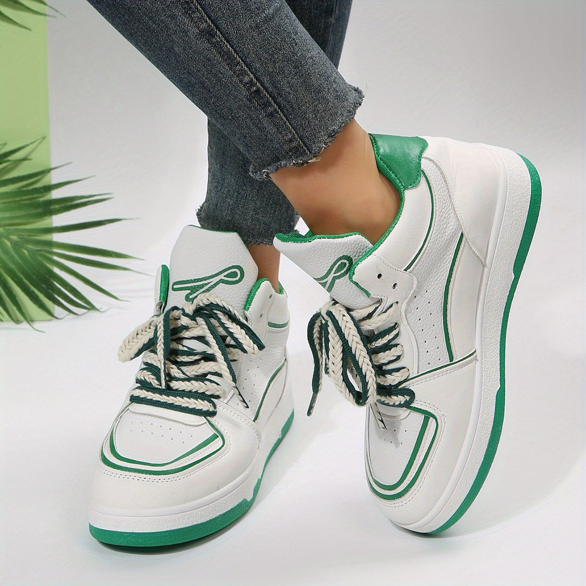 Women's Platform Skate Shoes Mid Top Lace Up Sneakers