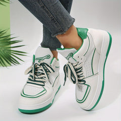 Women's Platform Skate Shoes Mid Top Lace Up Sneakers