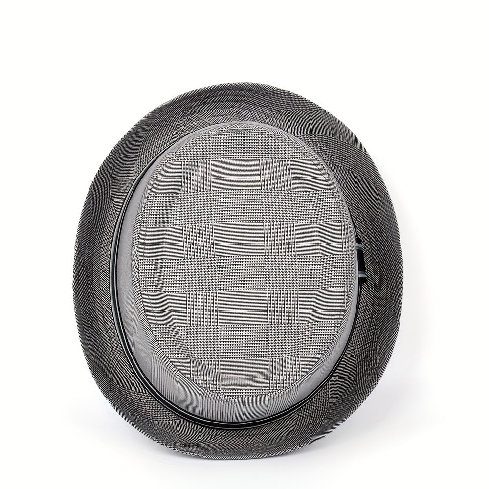 Men Fedora Hat Flat Pork Pie Hat For Gentleman Dad Bowler Porkpie Jazz Hat