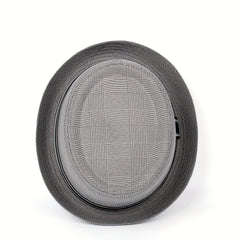 Men Fedora Hat Flat Pork Pie Hat For Gentleman Dad Bowler Porkpie Jazz Hat