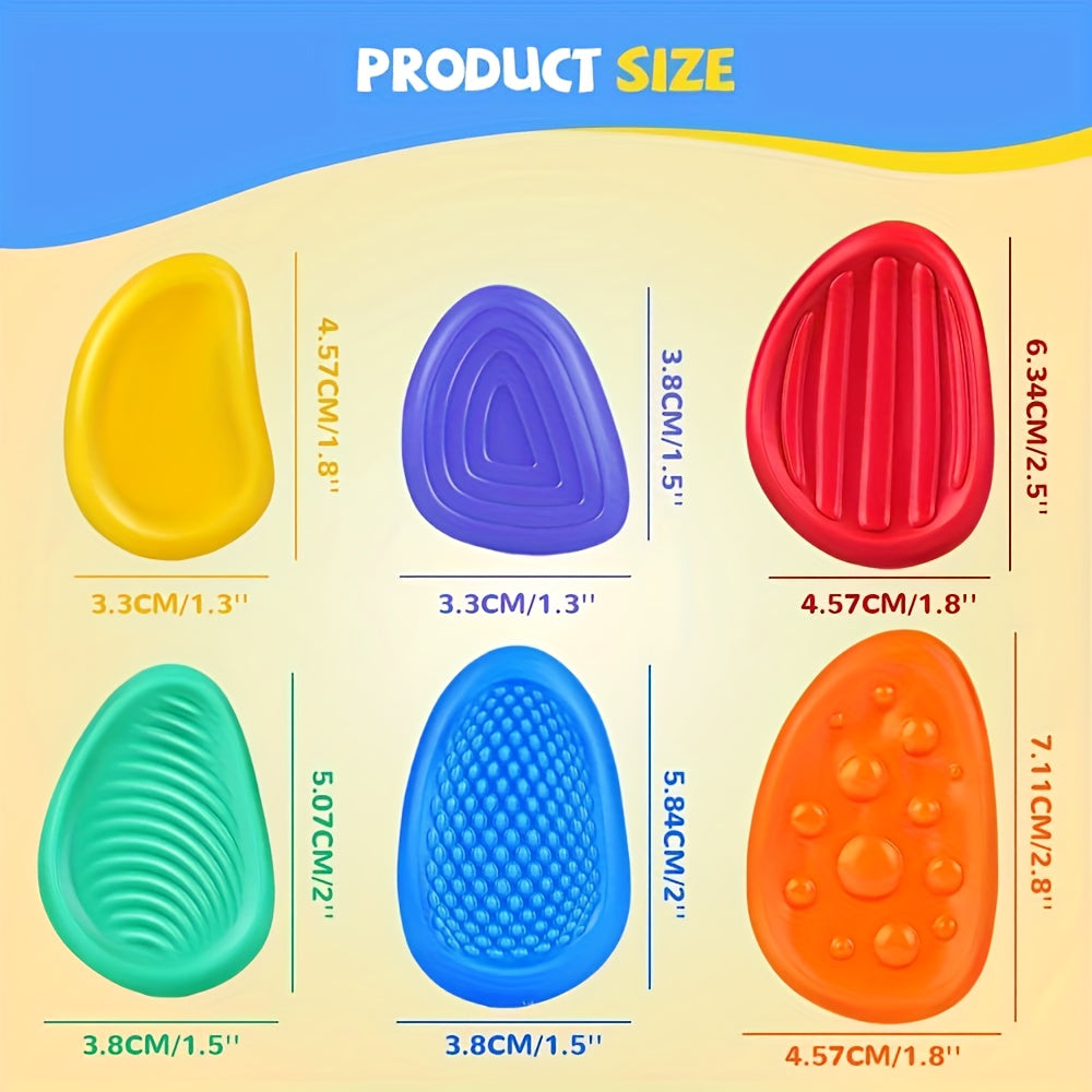 6 Silicone Sensory Stones Textured Finger Toys Durable Portable Tactile Adult Ga