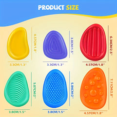 6 Silicone Sensory Stones Textured Finger Toys Durable Portable Tactile Adult Ga