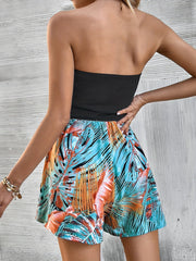 Floral Print Backless Romper Jumpsuit Women's Clothing