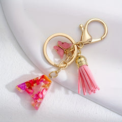 Butterfly Alphabet Keyring Tassel Bag Accessories for Girls