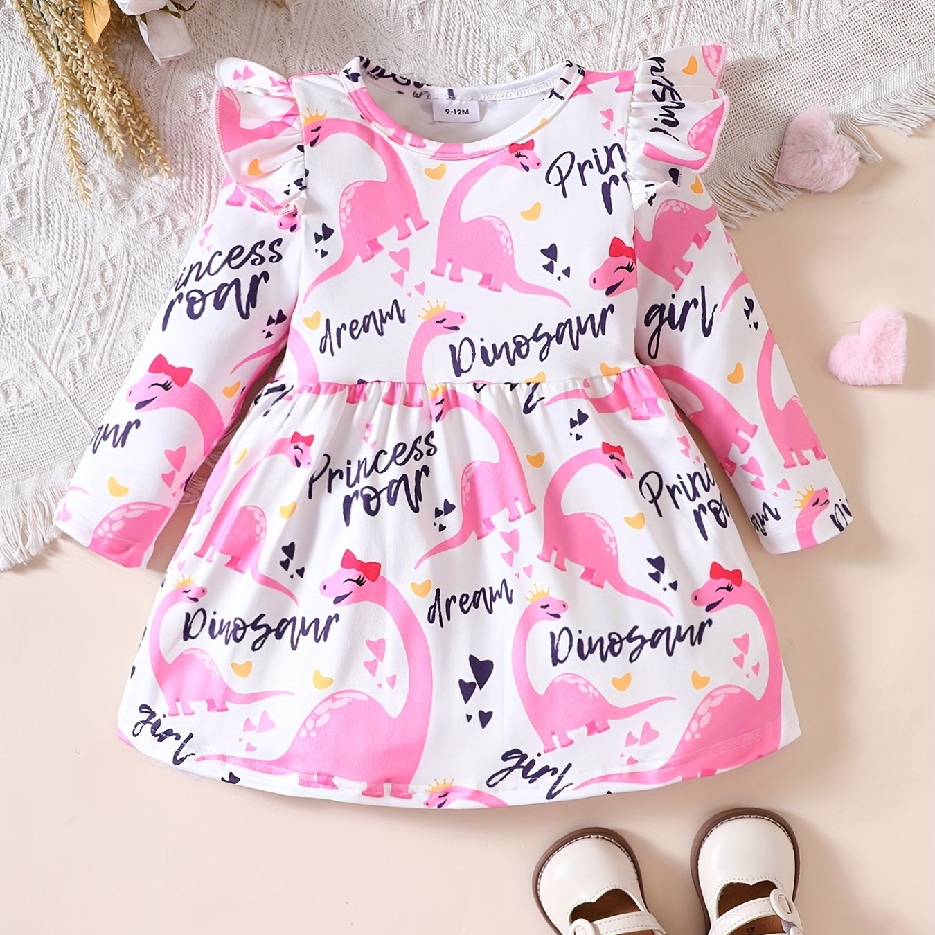 Baby Girl's Cartoon Graphic Long Sleeve Dress