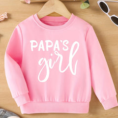 Girls Papa's Girl Letter Graphic Crew Neck Sweatshirt