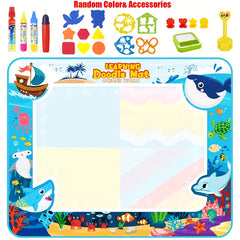 X-Large Water Doodle Mat with Stickers & Markers Mess-Free Art Activity