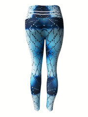 Block Print Fitness Yoga Pants High Stretch Running Workout Sports Leggings