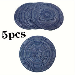 Round Braided Placemats Set Of 5 Table Mats Woven Non Slip Place Mats