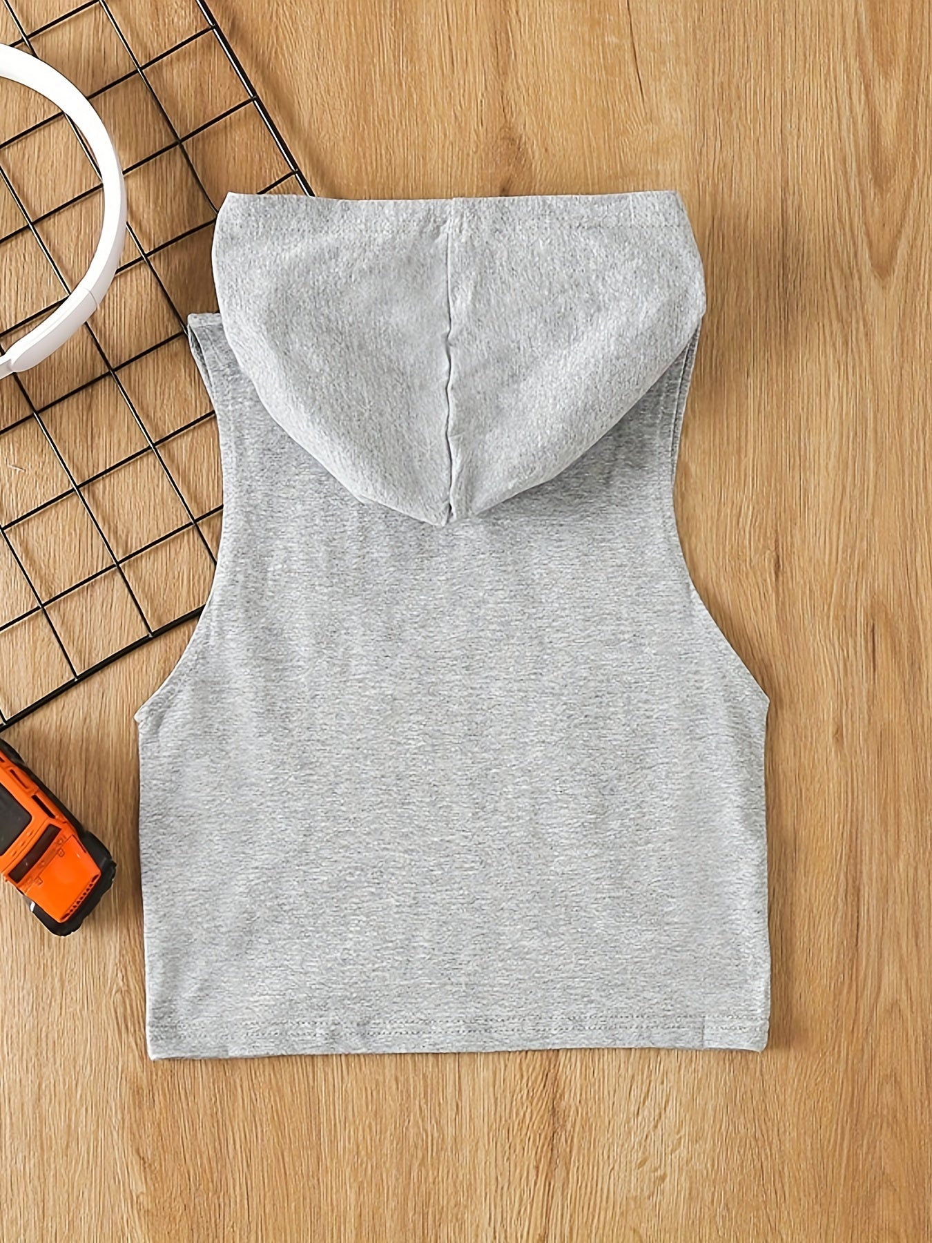 Summer Toddler Baby Boy's Funny Print Vest Hooded T-shirt Top
