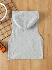 Summer Toddler Baby Boy's Funny Print Vest Hooded T-shirt Top