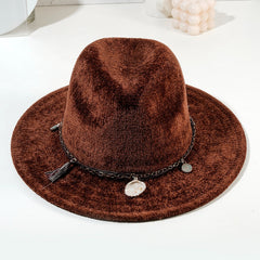 Woolen Fedora Hat With Tassel Belt Cowboy Jazz Cap