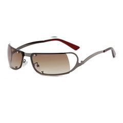 Y2K Futuristic Wrap Around Sunglasses Rectangle Punk Sun Glasses