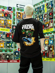 Anime Pattern Print Men's Short Sleeve Comfy T shirt Graphic Tee