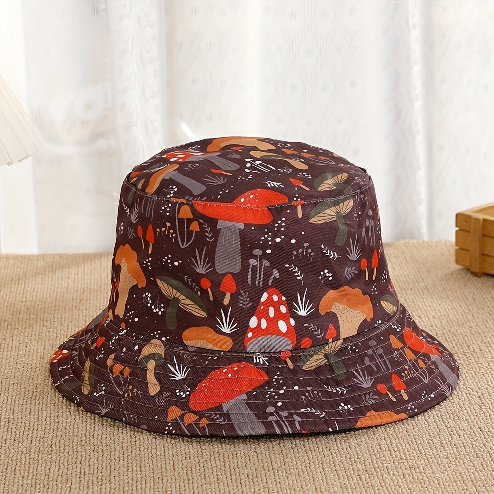 Mushroom Print Fisherman Hat for Sun Protection Outdoors
