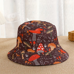 Mushroom Print Fisherman Hat for Sun Protection Outdoors